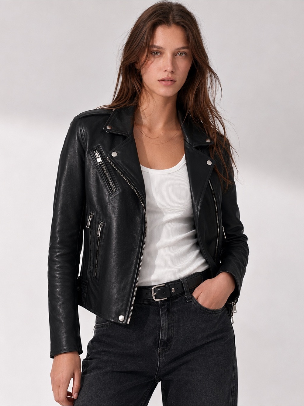 IRO: Han Leather Jacket (Black on black)